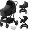 VEVOR Standard-Kinderwagen Kinderbuggy mit Babywanne verstellbarer Rückenlehne mit 3. Gang und klappbarem und umkehrbarem Sitz Buggy für Neugeborene aus Karbonstahl mit Beinabdeckung und Netz Schwarz