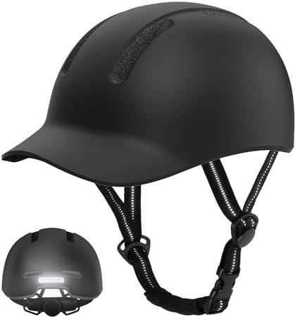 KINGLEAD Fahrradhelm,Urban Commuter Helm,Stylischer Fahrrad Helm Herren und Damen für Radfahren Trekking City Roller Herren Verstellbarer (Schwarz, XL【58-62cm】)