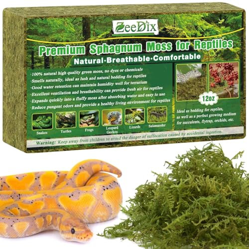 ZeeDix 340g Terrarienmoos für Reptilien - Natürliches Moosstreu für Leopardgeckos, Echsen, Schlangen, Schildkröten & Frösche, Sicher für Pflanzen & Tiere