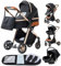 GLOKID Kinderwagen 3 in 1,Reisesysteme, Babywanne,Buggy&Sportsitz,Tragbarer,Voll-Gummireifen,Mit Einem Klick Zusammenklappbarer,Zubehör (LV9 Schwarz)