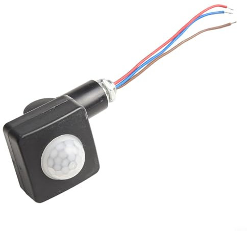 WIIYENA Interruttore con sensore di movimento, rilevatore PIR a 180 gradi per luci a LED per esterni, distanza di induzione regolabile, intensità della luce, modalità giorno e notte (nero)