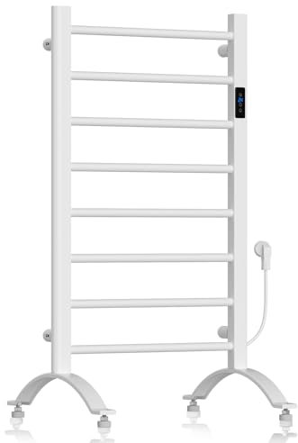 MalTec Badheizkörper Heizkörper BH200W Elektro Handtuchtrockner Thermostat Weiss 80/90 * 50cm LCD Timer freistehend, Wand