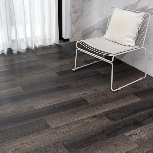 GreenFullHouse Vinyl-Bodenbelag Lino-Bodenbelag Selbstklebende Bodenfliesen Abziehbare und klebbare Bodenfliesen 2.0mm dick Wasserdicht für Wohnzimmer Schlafzimmer (5.02m²,Brüniertes Holz)