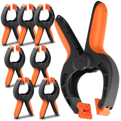 Klemmzwingen, 8er Set Klammern aus Bruchfestem Nylon und Carbonfeder, Klammern mit großer Spannweite [7 cm] & Spannkraft [13 kg]