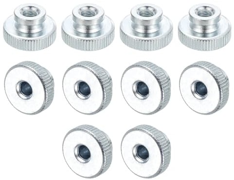 sourcing map Knurled Thumb Nuts, 18Pcs M6x1mm Iron Round Knobs Fasteners for 3D Printer Part, Silver Tone