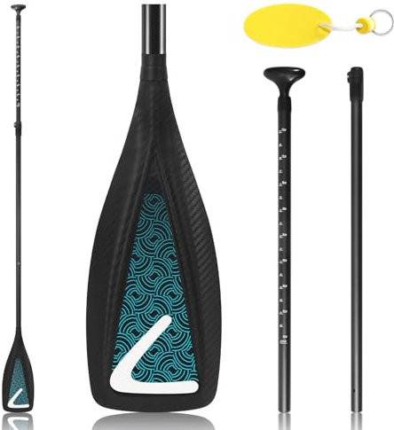 LEDONNE Carbon SUP Paddles - Palas de remo ajustables de 3 piezas, eje de fibra de carbono ligero, flotante, portátil, color negro