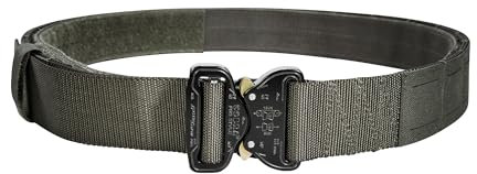 Tasmanian Tiger TT Modular Belt Set IRR Flacher 43mm Cobra Koppel Ausrüstungs- und Dienst-Gürtel mit Laser Cut Molle inkl. Innengürtel (Gr. L, Steingrau-Oliv IRR)