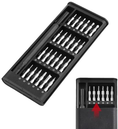 Seyrnicay Kit de destornilladores electrónicos, kit de destornilladores de computadora 24 en 1, herramienta profesional de reparación electrónica para teléfono móvil, computadora, reloj, laptop, gafas