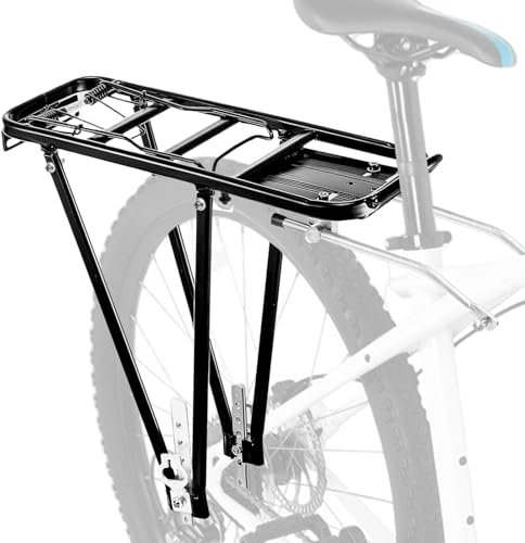 BORDEAG Universal Fahrrad Gepäckträger, Aluminiumlegierung, Schwarz, Verstellbar für 24-28 Zoll, Maximal 35 kg Tragfähigkeit, für MTB, Rennrad