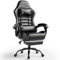 Sedia Gaming Ergonomica, Poltrona Gaming con Schienale Regolabile, Sedia da Gamer con Poggiatesta e Supporto Lombare, Sedia Gamer in Pelle Sedia Gaming con Poggiapiedi (Cuscino laterale, Nero)