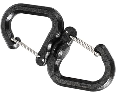 Karabinerhaken – Doppel-Karabiner mit 360°-Drehgelenk für den Außenbereich, S-Haken für Hundeleine, Wanderausrüstung, Reise-Organizer, Allzweckgürtel, Mehrzweck, leicht zugänglich, 7 x 3 cm