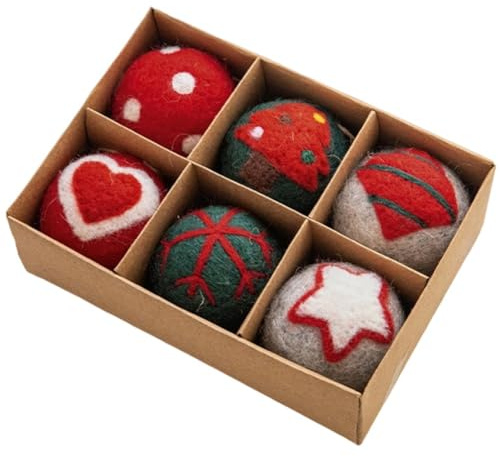 Dinntty 6 Stück Filz-weihnachtskugeln, Ornamente, Weihnachts-hängekugeln Aus Filz, Schneeflocken, Schneemann, Ball-anhänger Für Weihnachtsbaum-Dekoration