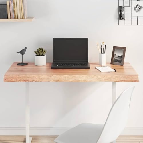 Bucmath Table Top 100 x 50 x (2-6) cm Solid Oak Treated Wane Edge for Desk, Dining Table, Computer Table, Worktop
