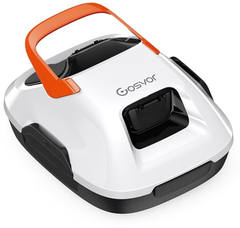 Gosvor Poolsauger Akku mit 90 Min Laufzeit, 3,4 kg Leichtgewicht Poolroboter, Einfach zu Bedienen, Selbstparkfunktion, 6600 LPH Starker Poolreiniger mit Doppelmotor, Ideal für Flache Boden bis 80 m²