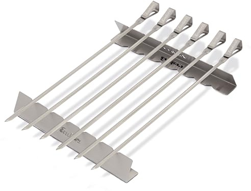 Enders® SCHASCHLIKSPIESS-SET XL EDELSTAHL, 6 Stück, inlusive Spießhalter, Grillspieße, Fleischspieße, Grill-Zubehör, Gasgrill, BBQ Spieße für Schaschlik, Fleisch und Gemüse, Wiederverwendbar, #8808