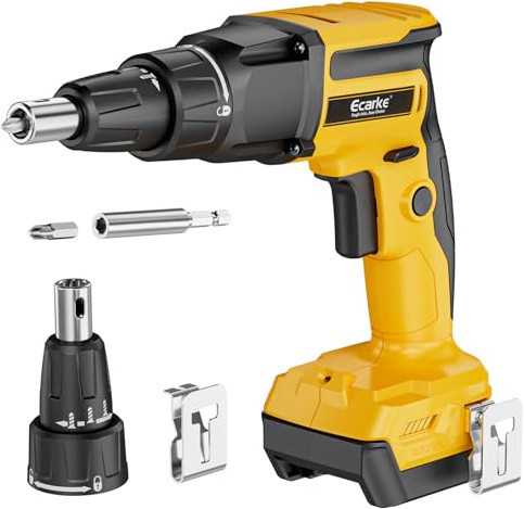 Ecarke - Pistola per viti per cartongesso compatibile con batteria DeWalt da 20 V, cacciavite ad alta velocità da 6000 giri/min, avvitatore senza fili senza spazzole