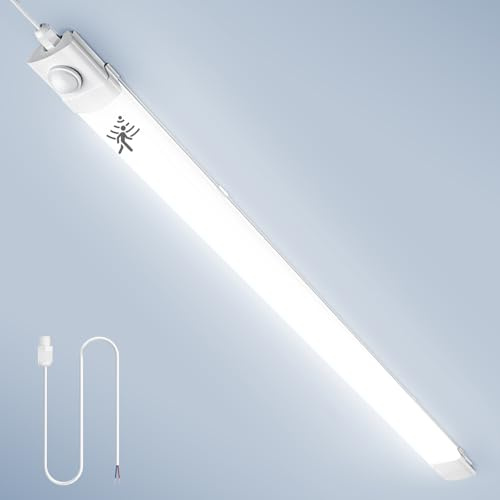 papasbox 40W LED Batten Light 120cm with Motion Sensor – 6500K Daylight, IP65 Waterproof Strip Light for Garage, Kitchen, Workshop, Carport – Energy-Saving Tube Light.