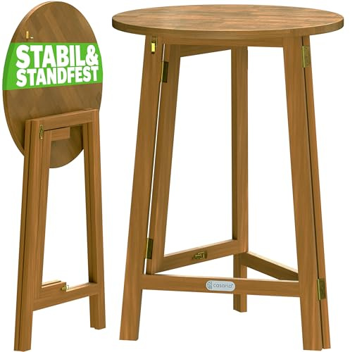 Casaria® Stehtisch 2er Set Holz Klappbar 110cm Hoch 80 cm Rund Akazie Rustikal Indoor Outdoor Bistrotisch Biertisch Gartentisch Klapptisch Party Bar