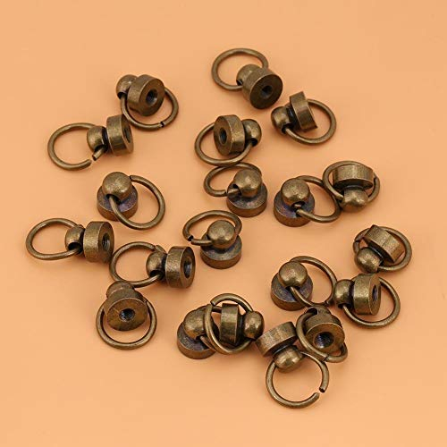 20 Sets Messing Rundkopf Stud Lederhandwerk Schrauben Nagel Nieten Metall Rivet mit Pull Ring Schnalle für Gürtel Strap Tasche Schuhe(bronze)