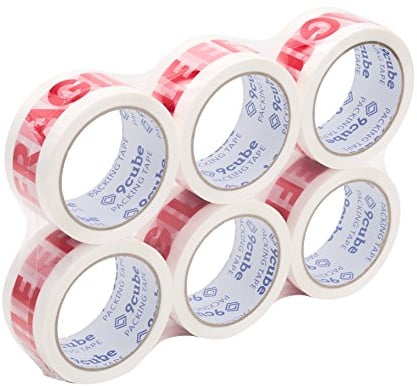 9 Cube – rotoli fragile Packaging tape – Nastro adesivo resistente, resistente e sicuro per grandi pacchi e scatole. (48 MM x 66 m)