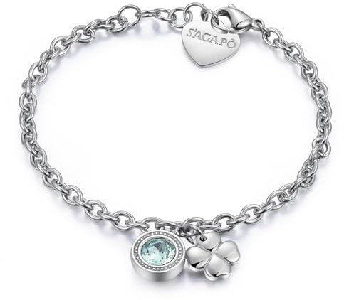 S'Agapõ Bracciale Donna In Acciaio Con Simbolo Quadrifoglio | Collezione Lucky Light - SKT12