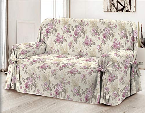 HomeLife Sofabezug Rosa & Couch Überzug | weicher Sessel & Sofa Überzug & Sofaüberwurf Decke Blumenmuster | Sofa Überwurf aus angenehmer Baumwolle | schöne Sofa Cover Abdeckung