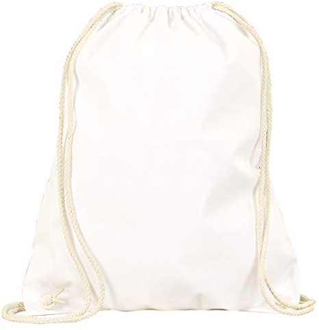MyShirt 10er Pack Baumwoll Turnbeutel 38 x 46cm unbedruckt mit Kordelzug - 19 Farben - Jutebeutel Oeko-TEX® geprüft Gym Sack zum bemalen, Farbe:weiß