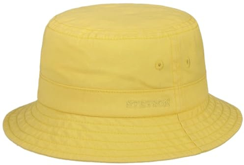 Stetson Organic Cotton Hut mit UV-Schutz Damen Herren 100% Bio-Baumwolle Knitterfrei Nachhaltig Bucket Hat Packable Anglerhut Frühjahr Sommer gelb M (56-57 cm)