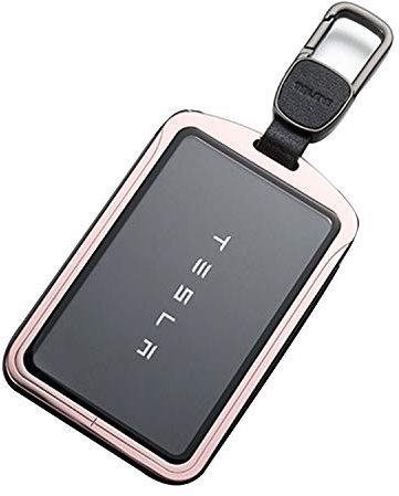Kwak's Porte-Carte Compatible pour Tesla Model 3 en Alliage d'aluminium Couvercle de Clé en Verre Trempé Couvercle Tout Compris Protection de la Carte(1#Gold)
