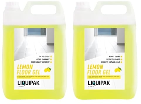 Liquipak Lemon Floor Gel 2x5L - Lemon Fragranced, Multi-Surface Floor Cleaner, Powerful Degreaser, Concentrated