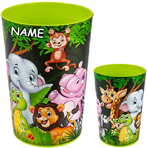 alles-meine.de GmbH 3 in 1 - Trinkbecher/Zahnputzbecher/Malbecher - Becher - lustige Zootiere - inkl. Name - 300 ml - BPA frei - Trinkglas - Kunststoff Plastik - Kinder - BAB..