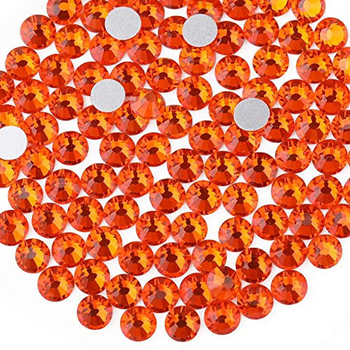 Beadsland 1440 PCS Flat Back Crystal Rhinestones Round Gems for Nail Art and Craft Glue Fix, Orange(SS16(3.8-4.0mm))