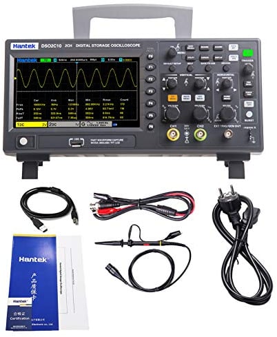 Hantek DSO2C10 Digitale Oscilloscopio 2CH 1GSa / S Conservazione Oscilloscopio 100MHZ Larghezza di banda Palmare