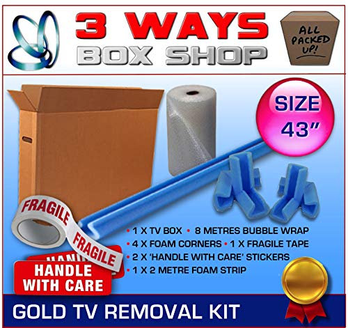 43 inch TV LCD Double Wall Premium Cardboard Box WITH Extra Bubble Plasma Screen Picture Artwork Frame House Removal Moving Protection Kit (1100 x 150 x 725mm))