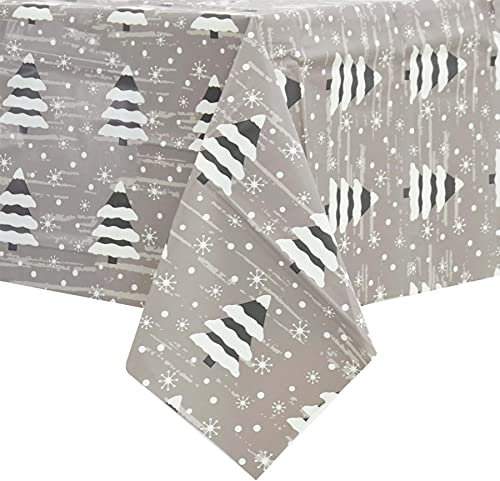Mr Crimbo Wipe Clean PVC Vinyl Christmas Tablecloth Dining Xmas Cover 140x240cm Snow Trees