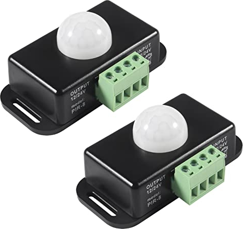 2 X DC 12V / 24V 8A Koerper Infrarot PIR Bewegungsmelder Schalter LED Lichtleiste Automatik (Schwarz)