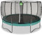 EXIT Toys Allure Premium Rundes Trampolin - ø427cm - Extra Lange Federn für erfahrene Springer - Mit Fußschutzsystem - Premium-Sicherheitsnetz - Wasserabweisend - Starkes rundes Trampolin - Grün