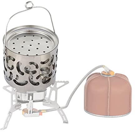 LJBOZ Mini Chauffage Camping Gaz, RéChauffeur de Camping, Camping en Plein Air Chauffage Rechaud Mini Portable, Chauffage Tente Camping en Acier Inoxydable, pour AndonnéE en Camping en Plein Air
