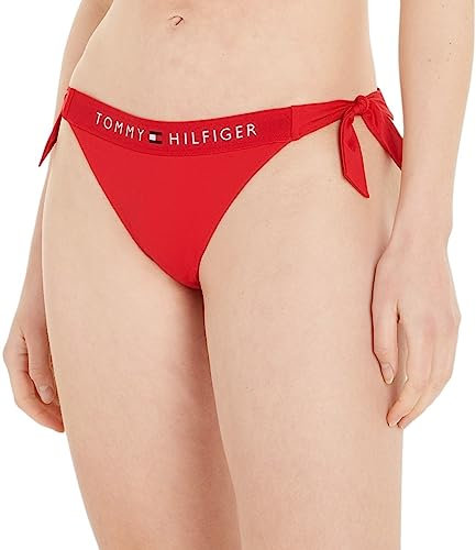 Tommy Hilfiger Damen Bikinihose Seitliche Schnürung Side Tie Cheeky Sport, Rot (Primary Red), S