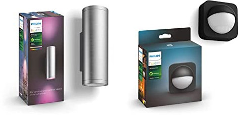 Philips Hue Appear [Inox] Wall Lantern + Outdoor Motion Sensor. White and Colour Smart Lighting for Outdoor, Garden, Terrace and Patio Light.