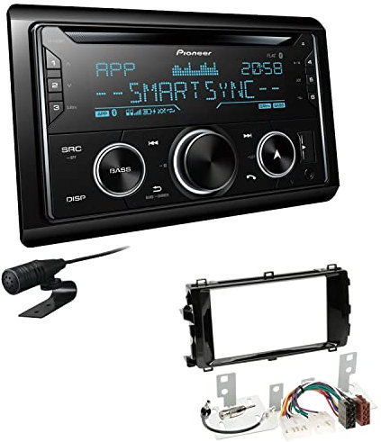 Pioneer FH-S720BT 2-DIN CD Autoradio Bluetooth kompatibel mit Apple und Android Smartphones USB passend für Toyota Auris ab 2013 Klavierlack schwarz