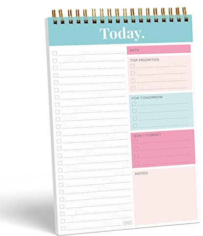 S&O Daily Planner Notepad for Productivity - 52 Page Routine To Do List - Undated Writing pad and Organizer - Every dayTo Do List Scheduler- Coiled Task Planner - Regular planner - TEAL