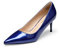 GENSHUO Décolleté con Tacco Alto da Donna Tacchi Bassi a Punta Eleganti 6 CM/2,36 Pollici Scarpe Chiuse con Tacco Alto in Vernice Tacchi a Spillo per Il Lavoro di Nozze di Festa, Blu Reale 38,5EU