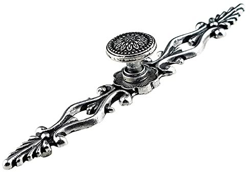 WenRan Vintage Knauf Mit Rückseite Sonnenblume Schublade Kommode Pull Griff Für Schrank Mit Antikem Silber Mit Schwarzen Retro Möbel Hardware (10,128mm Lochabstand Rückwand)