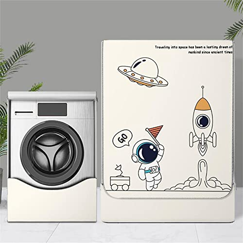 Highdi Funda de Lavadora Cubierta Impermeable, Secadoras de Carga Frontal Protector Exterior Cubierta a Prueba de Polvo (Astronauta 4,Capacidad S: 4-7,5 kg)