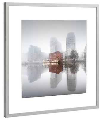 artboxONE Poster mit Rahmen Silber 20x20 cm Spreebogen Berlin von Ronny Behnert - gerahmtes Poster