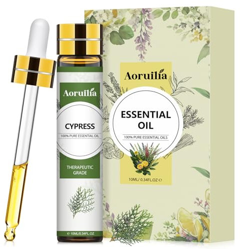 Aoruilia 10ml Cypress Essential Oil - 100% Pure Natural Cypress Oil Essential Oils for Diffuser for Home, Aromatherapy, Spa, Massage, Soaps & Candles Making