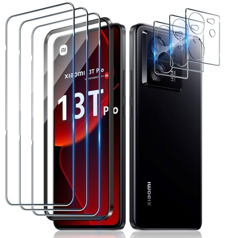 Aerku 3 Piezas Protector de Pantalla para Xiaomi Mi 13T / Xiaomi Mi 13T Pro con 3 Piezas Protector de Lente de Cámara, 0.33MM HD 9H Ultra Resistente Cristal Templado