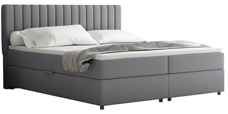Everest Boxspringbett 180 x 200 cm Doppelbett mit hochwertiger Bonell-Matratze und Topper, Polsterbett mit Bettkasten, Schlafzimmer, Bequem, Modern, Stilvoll