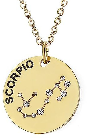 Mesnt Ketten Edelstahl Schmuck, Edelstahl Runder Cubic Zirkonia Skorpion Anhänger Halskette 45cm für Frauen Gold